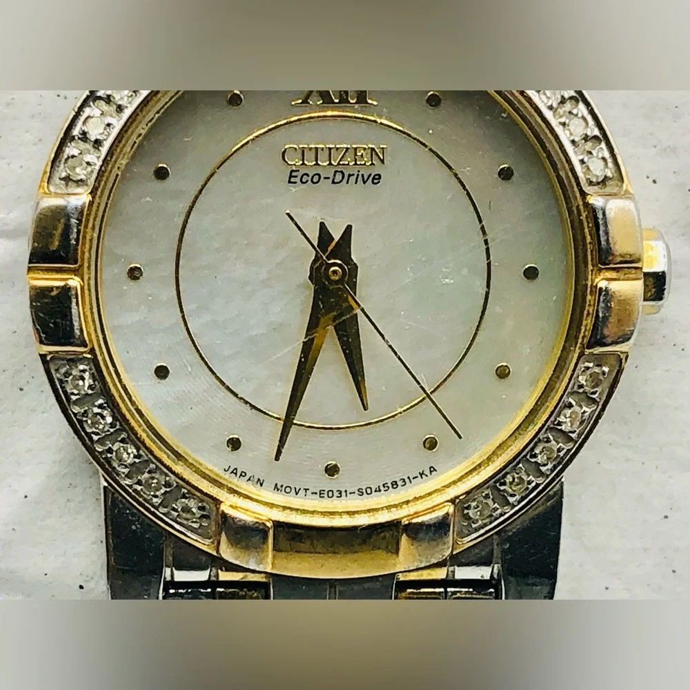 Citizen Eco-Drive Ladies Watch Two-Tone Diamond Accent MOP Dial